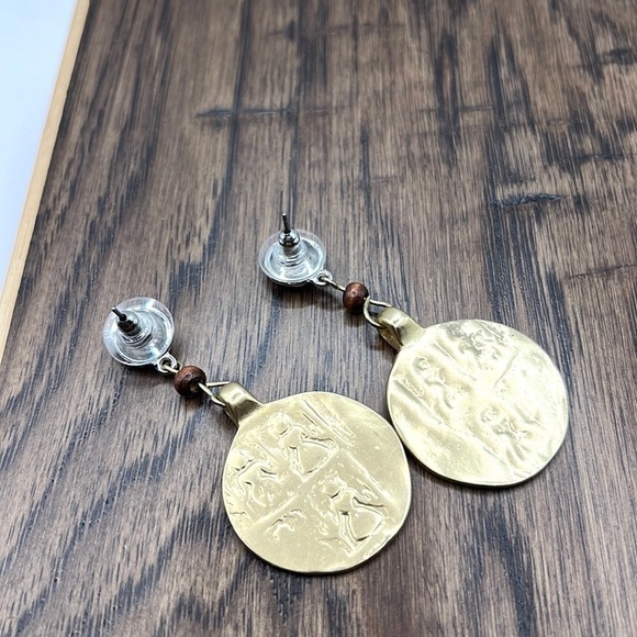 Chico’s Dangle Coin Earrings Mixed Metals Pierced stud earrings Long - Picture 3 of 10
